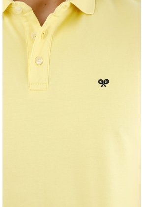 Tennis Polo Slim Fit Lycra-Algodón En Amarilla Para Hombre
