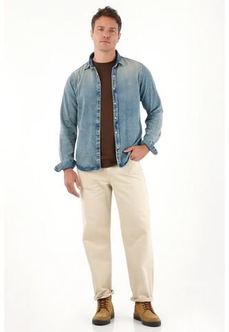 Tennis Camisa Manga Larga En Denim Azul Para Hombre Tennis