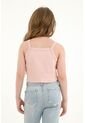 Camiseta Crop Rosada En Rib Para Niña de Tennis