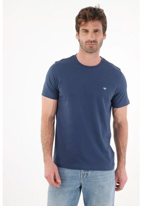 Tennis Camiseta Con Mini Raqueta Bordada Azul Para Hombre