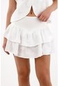 Tennis Falda Corta En Mix De Tela Con Boleros Crudo Para Mujer de Tennis