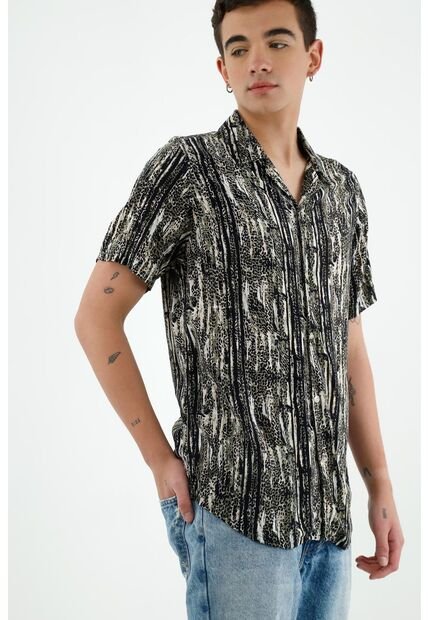 Camisa Bowling Verde Para Hombre