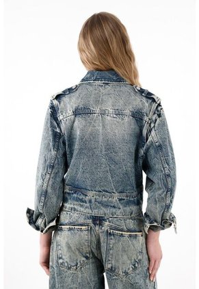 Tennis Chaqueta Crop Con Solapas Asimétricas Azul Para Mujer