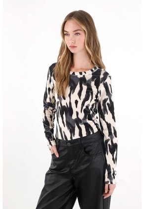 Tennis Camiseta Manga Larga Animal Print Para Mujer