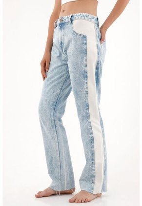 Tennis Jean Recto Tiro Medio Diseño Bicolor Para Mujer