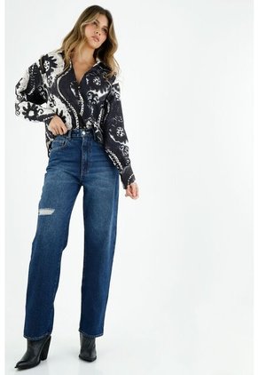 Camisa Estampada Manga Larga Para Mujer