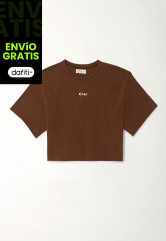 Tennis Camiseta Boxy Fit Con Estampado Texto Café Para Mujer Tennis