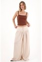 Tennis Pantalón Palazzo En Tejido Liviano Café Para Mujer de Tennis