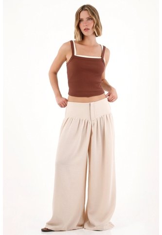 Tennis Pantalón Palazzo En Tejido Liviano Café Para Mujer Tennis