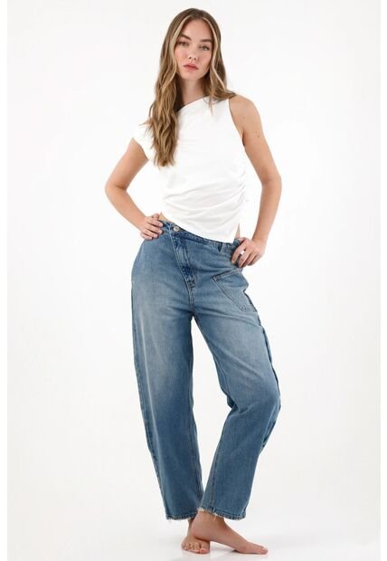 Tennis Jean Horseshoe Con Jota Diagonal Azul Para Mujer