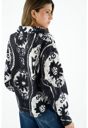 Camisa Estampada Manga Larga Para Mujer