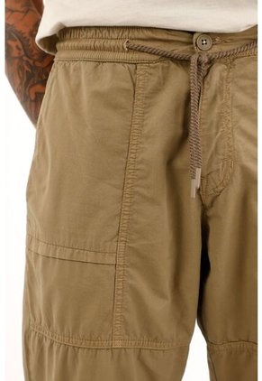 Pantalón Recto Con Cordón En Pretina Café Para Hombre