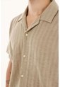 Camisa Café Tipo Bowling Manga Corta Para Hombre de Tennis