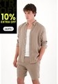 Tennis Camisa En 100% Lino Con Mini Bordado Gris Para Hombre de Tennis