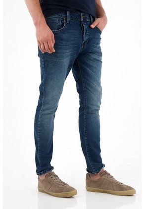 Tennis Jean Skinny Cinco Bolsillos Azul De Silueta Amplia Para Hombre