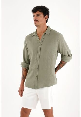 Camisa Verde Manga Larga Para Hombre Tennis