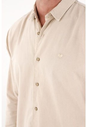 Tennis Camisa Manga Larga Con Detalle Bordado Café Para Hombre