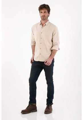 Tennis Camisa Manga Larga Con Detalle Bordado Café Para Hombre