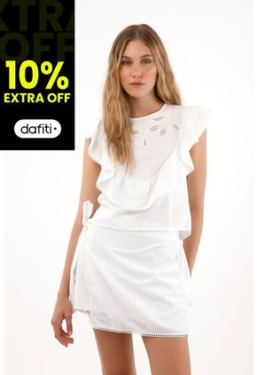 Tennis Camisa Manga Sisa Con Bolero Y Bordado Blanca Para Mujer