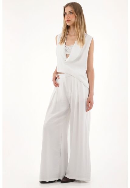 Tennis Chaleco Asimétrico Con Solapa Blanco Para Mujer