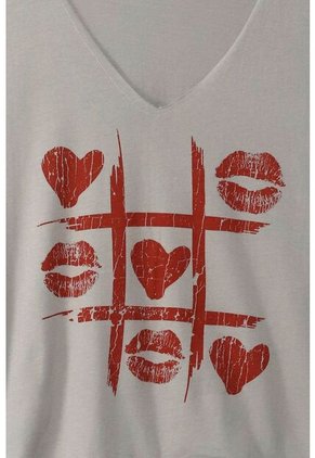 Tennis Camiseta Boxy Fit Manga Sisa Gris Para Mujer