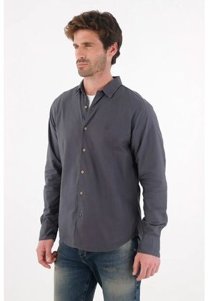 Tennis Camisa Clásica Manga Larga Azul Para Hombre