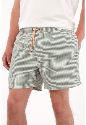 Tennis Pantaloneta Con Estampado De Rayas Verde Para Hombre