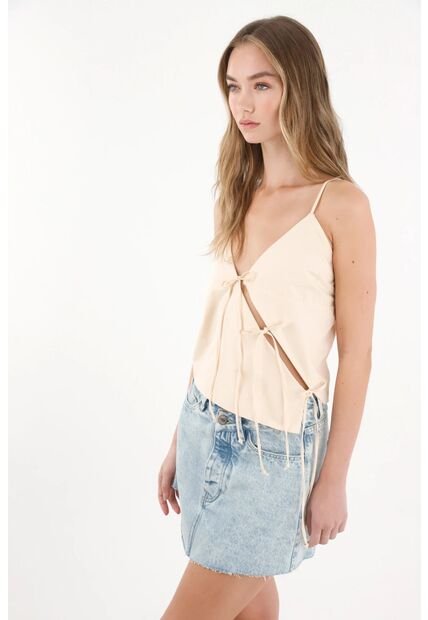 Tennis Camisa Con Amarres En Diagonal Crudo Para Mujer