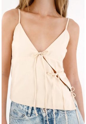 Tennis Camisa Con Amarres En Diagonal Crudo Para Mujer