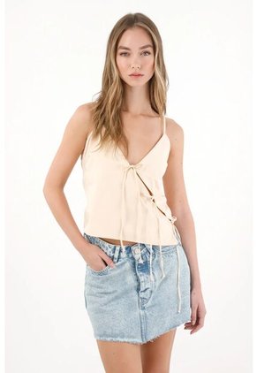 Tennis Camisa Con Amarres En Diagonal Crudo Para Mujer