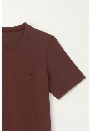 Camiseta Básica Con Raqueta Bordada Café Para Niño