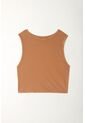 Tennis Camiseta Crop Manga Sisa Café Con Acabado Suave Para Mujer de Tennis