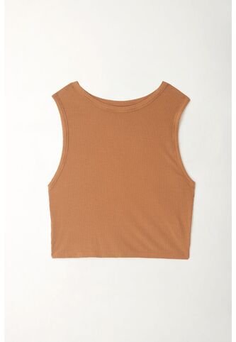 Tennis Camiseta Crop Manga Sisa Café Con Acabado Suave Para Mujer Tennis