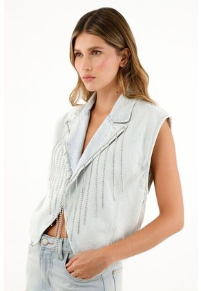 Tennis Chaleco Azul Con Cortes Decorativos Para Mujer