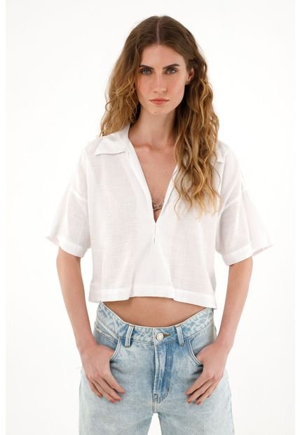 Camisa Blanca Manga Corta Para Mujer