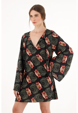 Tennis Vestido Corto Estampado Manga Larga Para Mujer Tennis