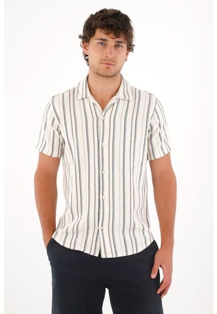 Tennis Camisa Manga Corta A Rayas Para Hombre