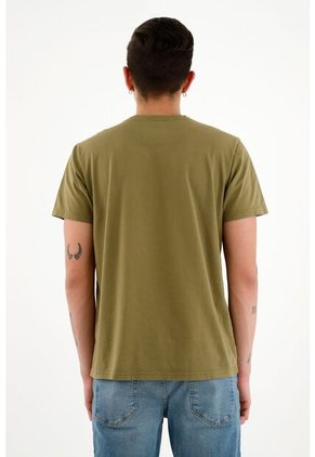 Camiseta Cuello Redondo Verde Para Hombre