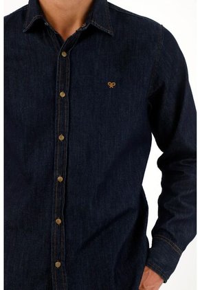 Tennis Camisa Azul Manga Larga En índigo Liviano Para Hombre