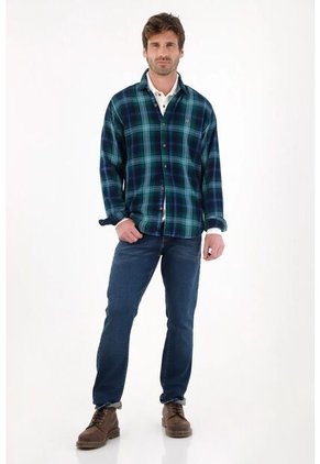 Tennis Camisa Tipo Leñadora A Cuadros Verde Para Hombre