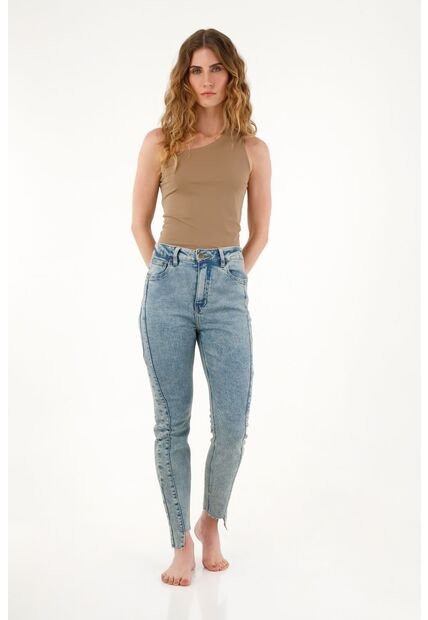 Tennis Jean Super Slim Tiro Medio Azul Para Mujer