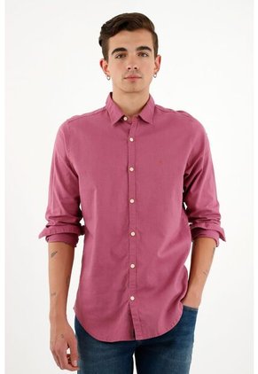 Camisa Morada En Lino Para Hombre
