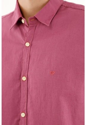 Camisa Morada En Lino Para Hombre