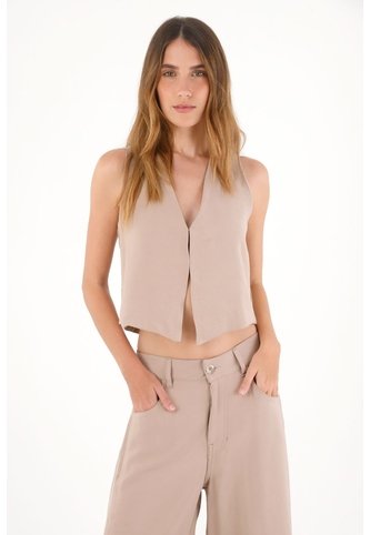 Tennis Chaleco Con Escote En V Crudo Con Caída Natural Para Mujer Tennis