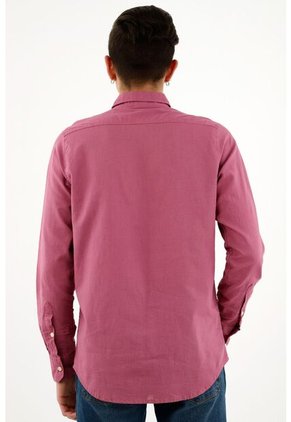 Camisa Morada En Lino Para Hombre