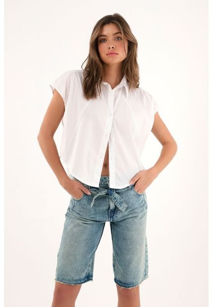 Camisa Blanca Manga Sisa Para Mujer