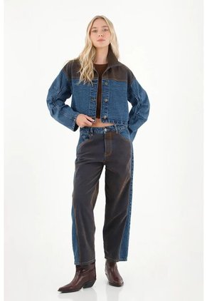 Tennis Jean Con Cortes Tipo Velvet Azul Para Mujer