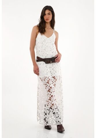 Tennis Vestido Largo Tejido Con Aberturas Crudo Para Mujer Tennis