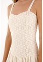 Tennis Vestido Largo Tipo Lino Con Tela Tejida Crudo Para Mujer de Tennis