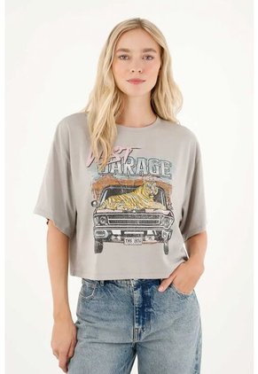 Tennis Camiseta Básica Manga Corta Gris Para Mujer